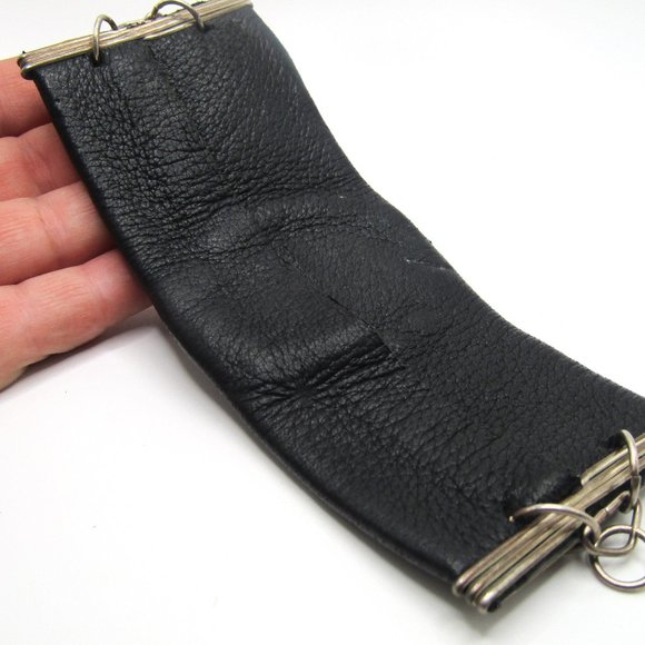 Rustic Leather Cuff Bracelet with Coral Fossil Artisan Boho - Picture 4 of 6